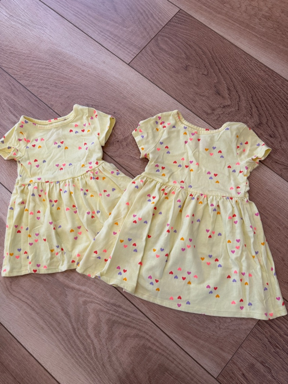 Cat & Jack Yellow Heart-Print Short Sleeve Dress